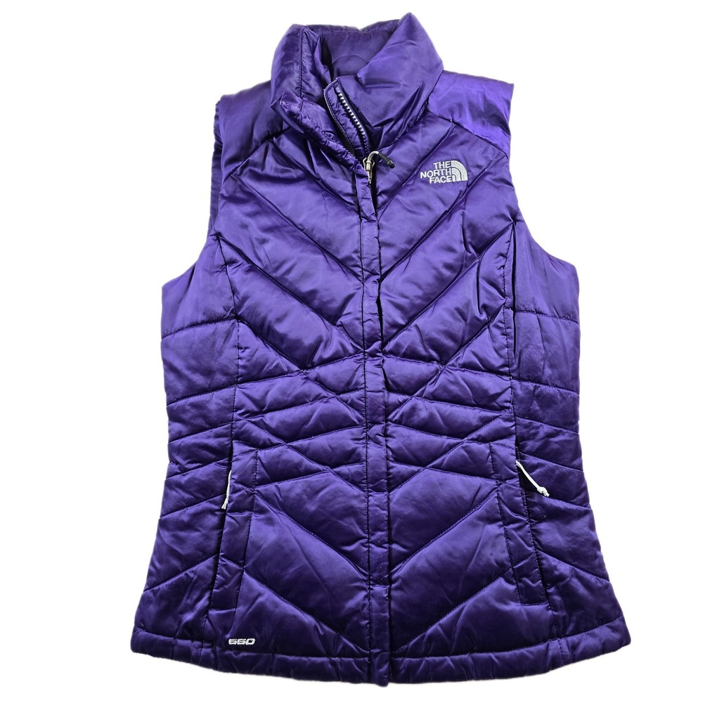 The North Face Goose Down Puffer Vest Womens XS Purple Nylon 550 Quilted Zip